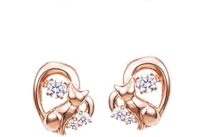 BAOBEI Kaguyo - Pendientes de plata para mujer y niña, de plata de ley y circonita, diseño de corazón dulce con texto en inglés "Love You to the Moon", para mujeres y niñas, regalo de cumpleaños, Cristal,