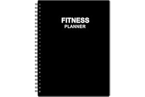 NOKINGO Diario fitness per donne e uomini, formato A5, per monitorare la perdita di peso, palestra, progressi nel bodybuilding, tracker quotidiano per salute e benessere, nero, 14,8 x 21 cm