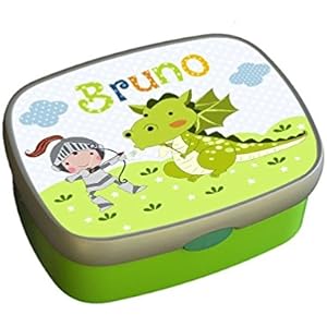 Brotdose, mit Namen, Kindergarten, Schule, Kind, Ritter, Drache, Junge, Mädchen, grün, personalisiert, Lunchbox, Vesperdose, Brotzeitdose