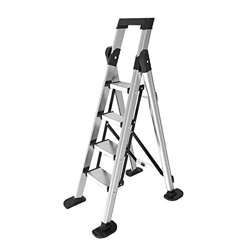 Preisvergleich Produktbild YXX-Trittleiter Trittleiter aus Aluminiumlegierung, zusammenklappbar für Erwachsene - zusammenklappbare Trittleiter mit Griff, rutschfeste Fußmatte, Auflage 200 kg