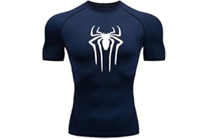 MIDUNU T-Shirt à Manches Courtes Spider pour Hommes Respirant à séchage Rapide Sports Top Musculation Survêtement Compression Chemise Fitness Hommes