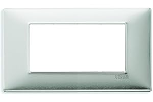 Vimar 14654.81 PLANA Placca 4 moduli, a morsetto, dimensioni 13.95 x 8.0 x 0.9 cm, Alluminio Spazzolato