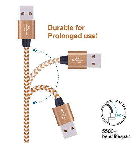 Flashstye 3Pack 1M 2M 3M Micro USB Cable Ultra Strong and Durable Nylon Braided Android Phone Charger Wire Quick Syncing and Charging USB Cord for Android Device, Samsung Galaxy, TCL, Sony, Nexus, Motorola, Sprint and More.(brown silver) - 5