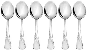 Amazon Brand - Solimo 6 Piece Stainless Steel Table Spoon Set, Waves