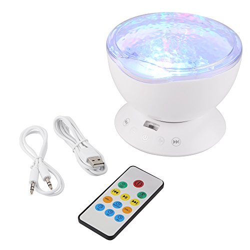 Ocean Wave Projektor LED 7 Farben Nachtlicht Neuheit USB Lampe Nachtlicht Illusion Remote Music Player Schlaf für Baby Kinder