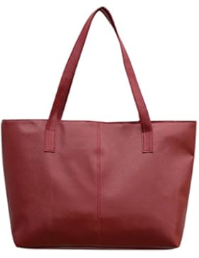 Henkeltaschen damen Kolylong® Frauen Vintage Handtasche mit Reißverschluss Elegant PU-Leder Groß Shopper Tragetasche...