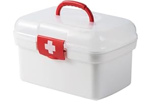 Uposao Scatola per Medicinali in Plastica con Manico e Scomparto Rimovibile Scatola Multiuso per Pronto Soccorso per Famiglia Scatola per Medicina Portatile,21x14x13cm