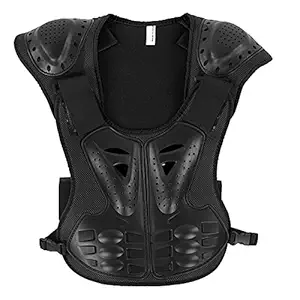 Kids Sports Protector Vest, Strong Impact Resistance Abrasion Resistance Children Riding Chest Protector with Elastic Waistband for Protects The Body(All Black, S)