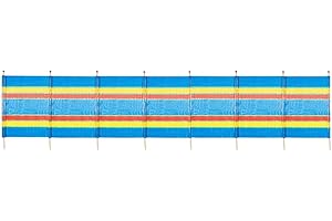 BONAFIDE Multi-Coloured Wind Breaks, 4 5 6 8 10 Wooden Pole Wind Breakers For Beach, Unique Camping Windbreaker, Caravan Windbreakers, Privacy Screen Wind Breakers Camping