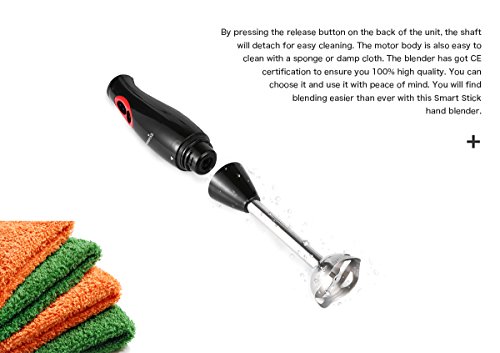 Easehold Ergonomischer Stabmixer 2-in-1 mit Zubehör, Edelstahl-Mixfuß (300 Watt) sonstige,600ml Messbecher. 2 Geschwindigkeitsstufen schwarz - 7