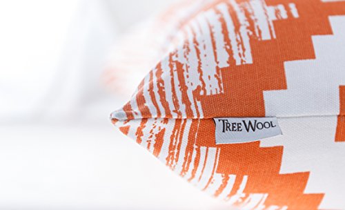 TreeWool®, (2er Pack) Ikat Chevron Design Baumwolle Dekoratives Kissenbezüg (Orange, 40 x 40 cm) - 5