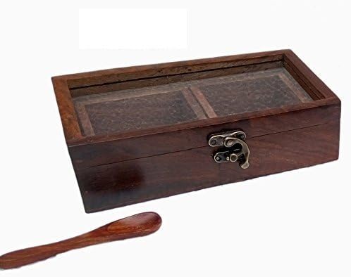 Crafts'man 2 Compartments Masala Box /Dabba/Lock Spice Rack Container, Hand Crafted Spice Box