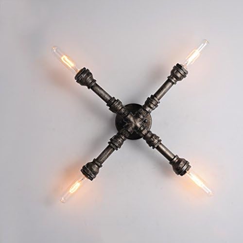 XUEPING Wall Lamp Wall Lamp Home Decoration Iron Pipe With Lamp Cross Design Retro Vintage Suitable For Restaurant Living Room Bar Personality Creative Wall Lamp (Size : One loaded)