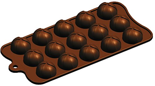 Silicone Bakeware molde de silicona para bombones, gelatina, hielo, tartas, jabón, diseño redondo, 15 cavidades, marrón