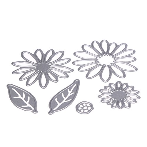 Demiawaking 6 Pcs Blume Schneiden Schablonen DIY Sammelalbum Dekor Papier Karten, Metall Buchzeichen , Metall Lesezeichen als Geschenk fuer Freunde - 3