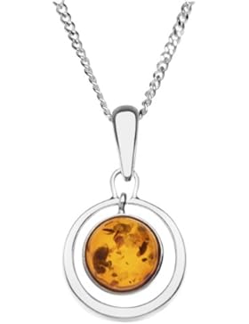InCollections Damen-Anhänger 925/000 Sterlingsilber mit Bernstein inklusive Panzerkette 42 cm