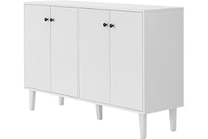 Panana Sideboard Buffet Cabinet Kitchen Storage Cabinet 4 Doors Console Table for Living Room (White)