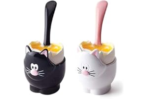 Joie 067742-670151 Coquetier en plastique ABS pour chat avec cuillère Noir ou blanc 90 g Couleurs assorties