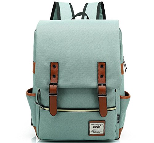 xibeitrade Vintage Rucksack Reise Casual College Leinwand Daypacks grün