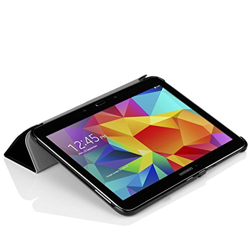 EasyAcc Samsung Galaxy Tab 4 10.1 Hülle SM-T530 SM-T535 Case Tasche mit Standfunktion Auto Wake up Sleep PU Leder hüllen für Samsung Galaxy Tab 4 10.1 Smart Cover mit Auto Sleep Wake up / Standfunktion (Schwarz, Kunstleder, Ultra dünn) - 3
