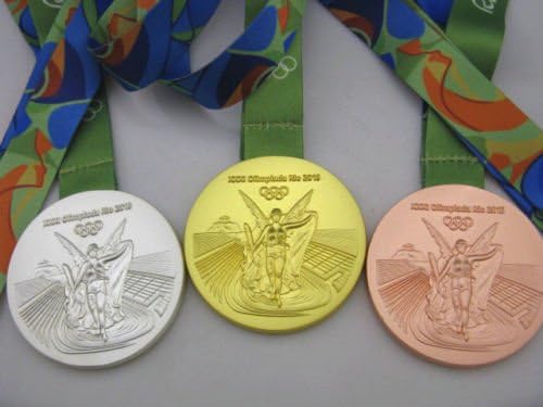 2016 Rio Olympic Souvenir Medals set : Gold Medal, Silver Medal, Bronze Medal, and ribbons