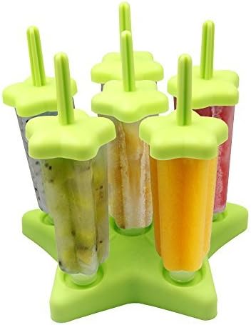 Popsicle Molds 6 Pieces Ice Pop Lolly Maker with Cleaning Brush BPA Free Great Kitchen Tool for DIY Pops In Summer for Your Kids
