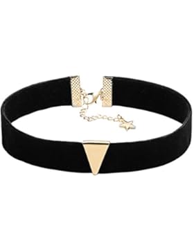 Epinki Damen Choker, Halskette Samtband Dreieck Stern Form Anhänger Tattoo Samtkropfband Gothic Halsband 31.8+...