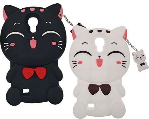 BENKER Samsung Galaxy S4 Funda  Anti-Ara  azos y Shockproof Im  genes de Dibujos Animados en 3D de Alta Calidad de Silicona Funda Protecci  n Cubrir Suave Flexible Funda - 2 Gatos