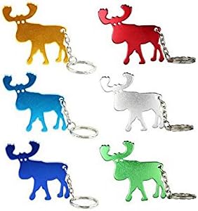 FlowerKui 6 Pcs Creative Moose Shape Bottle Cap Opener Keychain Gift(Random Color)