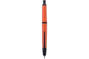 EROFA Stylo plume à pression Jinhao Série 20, pointe moyenne orange rouge rétractable avec ensemble convertisseur d'encre (clip noir)