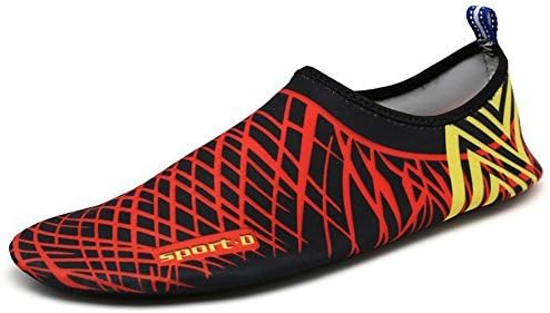Softance Men Women Kids Slip On Swimming Shoes Water Shoes Skin Shoes Barefoot Aqua Skin Socks (3XL:UK Women 10.5-11.5/Men 10-10.5=EU 45-46, Deep red)
