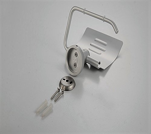 Premium Design Toilettenpapierhalter, matt-gebürstet, rostfrei, hochwertiger Klopapierhalter mit Deckel fürs WC - 2