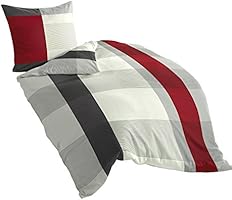 Mako-Satin Bettw&auml;sche Dessin 4643 grau 14, 155x220 cm + 80x80 cm