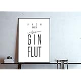 Typo Poster: nach mir die Ginflut, Gin Poster, schwarz-weiß
