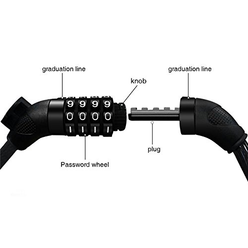 OUTERDO Selbst Coiling MTB Fahrradschloss Kettenschloss Elektrofahrzeug Anti Diebstahl Kabelschloss 1M - 5