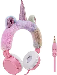 DOBARIYA EMPIRE headphones for girls with Cute Shimmery Horn and Unicorn Ears for Kids, Girls, Unicorn Lovers for Christmas, Birthday