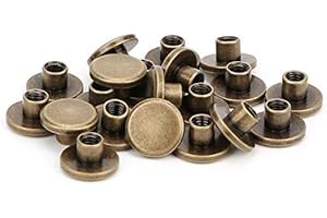 HEEPDD 50 Sätze silbrig Chicago Schrauben, Messing Flachkopf Bolzen langlebig Messing Gewinde Leder Handwerk Schrauben Nagel Niet Lederhandwerk Reparatur für Geldbörse Brieftasche Handtasche(Bronze)