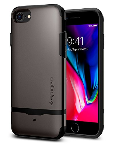 iPhone 7 Case SpigenÂ® [Flip Armor] Card Holder [Gunmetal] Slim Fit Dual Layer Protective ,2 Card Holder Case and wallet case for iPhone 7 (2016) - (042CS20775)