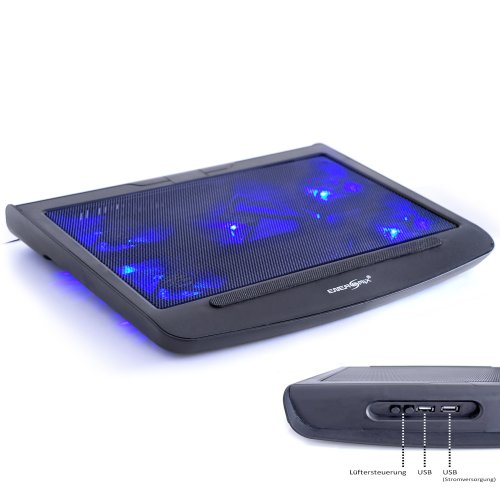 Notebook Laptop Kühler mit 5 einstellbaren Lüftern / 2x USB Hub mit blauen LED