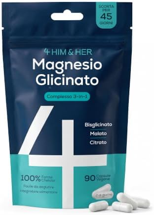 Magnesio Bisglicinato 3-in-1 1279mg per Stanchezza e Muscoli, 4 HIM & HER