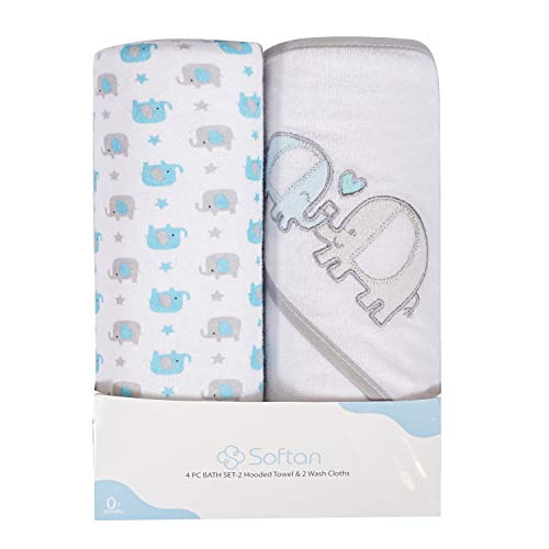 Preisvergleich Produktbild Baby Kapuzenhandtuch und Waschlappen Set / Natürliche Baumwolle / Tolles Geschenk für Säuglinge und Neugeborene 4 Packung