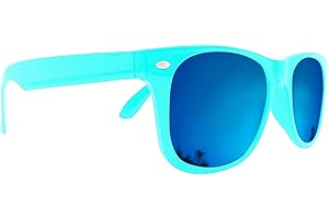 Mustavo Kids Childrens Blue Mirror Sunglasses Gloss Finish 100% UV400 Protection Fashion Glasses Fun Vibrant Colours For Ages 3-9 Years Old Boys Girls…