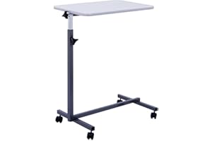 FabaCare Beistelltisch für Bett Nova, höhenverstellbarer Betttisch auf Rollen, mit FabaCare Easy To Clean Spezialversiegelung, Tisch mit Neigung, Grau