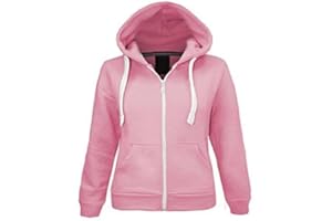 H&F Girls Girl Boys Kids Unisex Plain Zip Up Full Sleeve 2 Pocket Fleece Hoodie Cardigan Top Size 2 3 4 5 6 7 8 9 10 11 12 13 Year ** 15 Colors **
