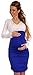 Happy Mama Women's Maternity Bodycon Ruched Dress Fits Bigger Busts Ladies 885p (White / Royal Blue, 12)