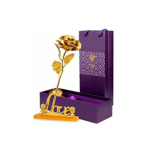 Gift Gallery Gold Plated Gold Rose With Gift Box And With Love Stand
