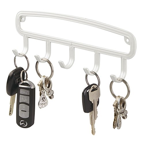 InterDesign 54874EU York Lyra Wandmontierte Haken-/Schlüsselleiste für Küche oder Eingangsbereich – Metall 22,86 x 7,37 x 2,79 cm, Perlmuttweiß - 3