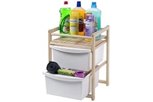 Mottinox Cestello Sottolavello, Cassettiera Sottolavello 2 Ripiani, Misure 34 x 36 x 50h, Salva Spazio in Legno Di Faggio, Made In Italy