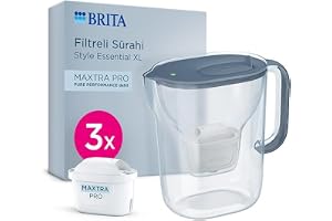 BRITA Style Essential XL 3 x MAXTRA PRO Pure Performance Filter Vattenrenare kanna - Stenblå (3,6 L)