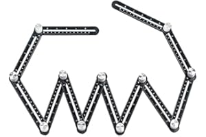 PHILOCH Multi Angle Measuring Ruler, 12-Sides Hole Locator Aluminum Alloy Universal Protractor, Adjustable Floor Tile Glass Woodworking Puncher